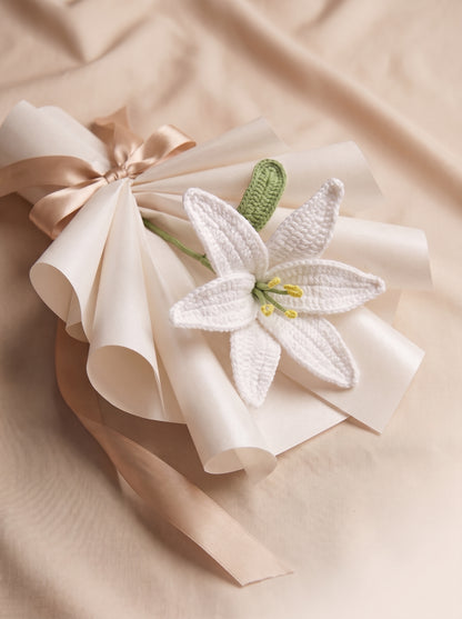 Snow White Lily Crochet Bouquet