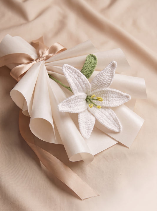 Snow White Lily Crochet Bouquet