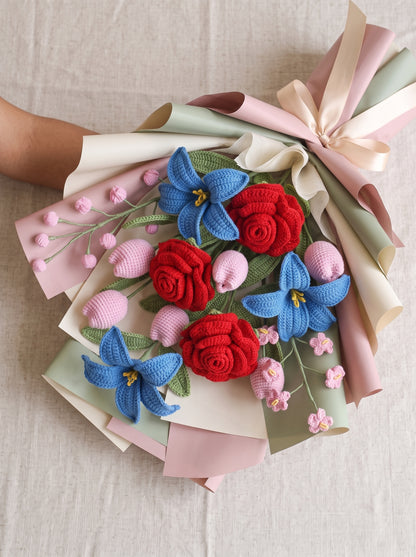 Luxury Crochet Rose, Lily & Tulip Bouquet