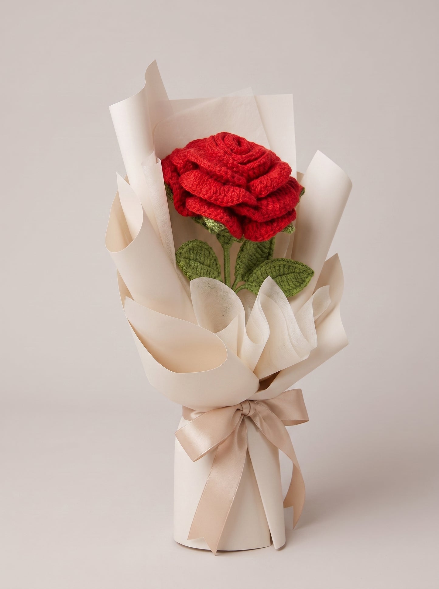 Crimson Rose Crochet Bouquet