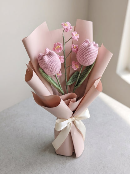 Blush Tulip Crochet Bouquet