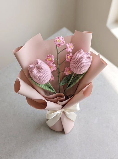 Blush Tulip Crochet Bouquet