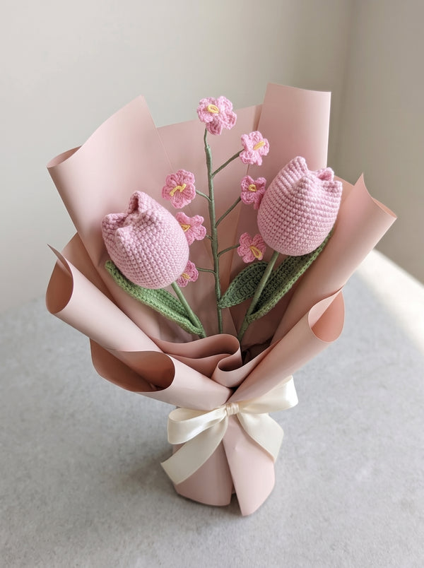 Blush Tulip Crochet Bouquet