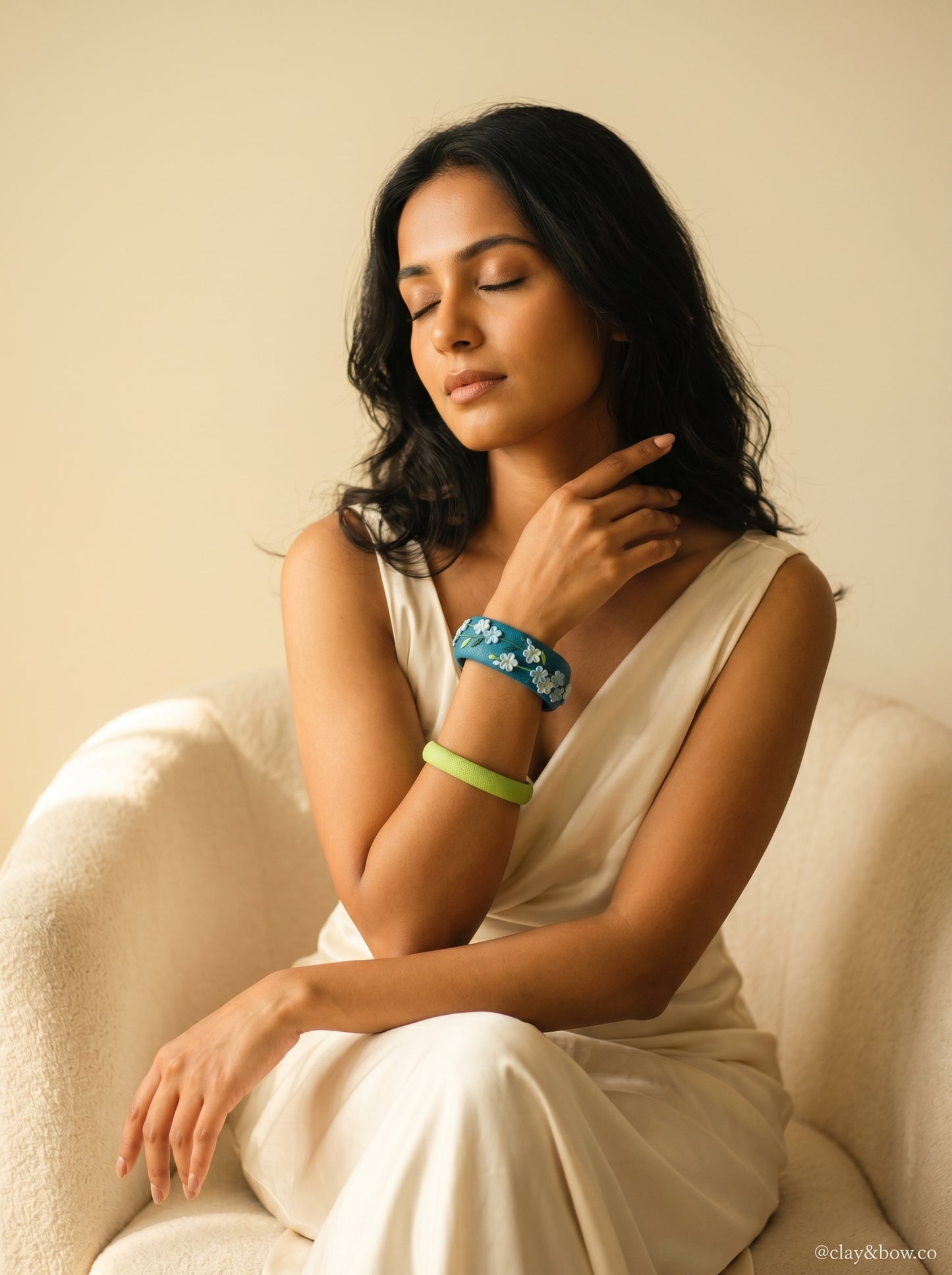 Contemporary Boho Polymer Clay Bangle - 100% Handcrafted