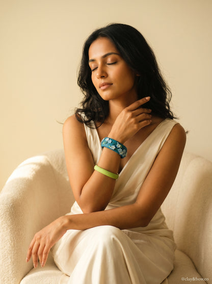 Contemporary Boho Polymer Clay Bangle - 100% Handcrafted