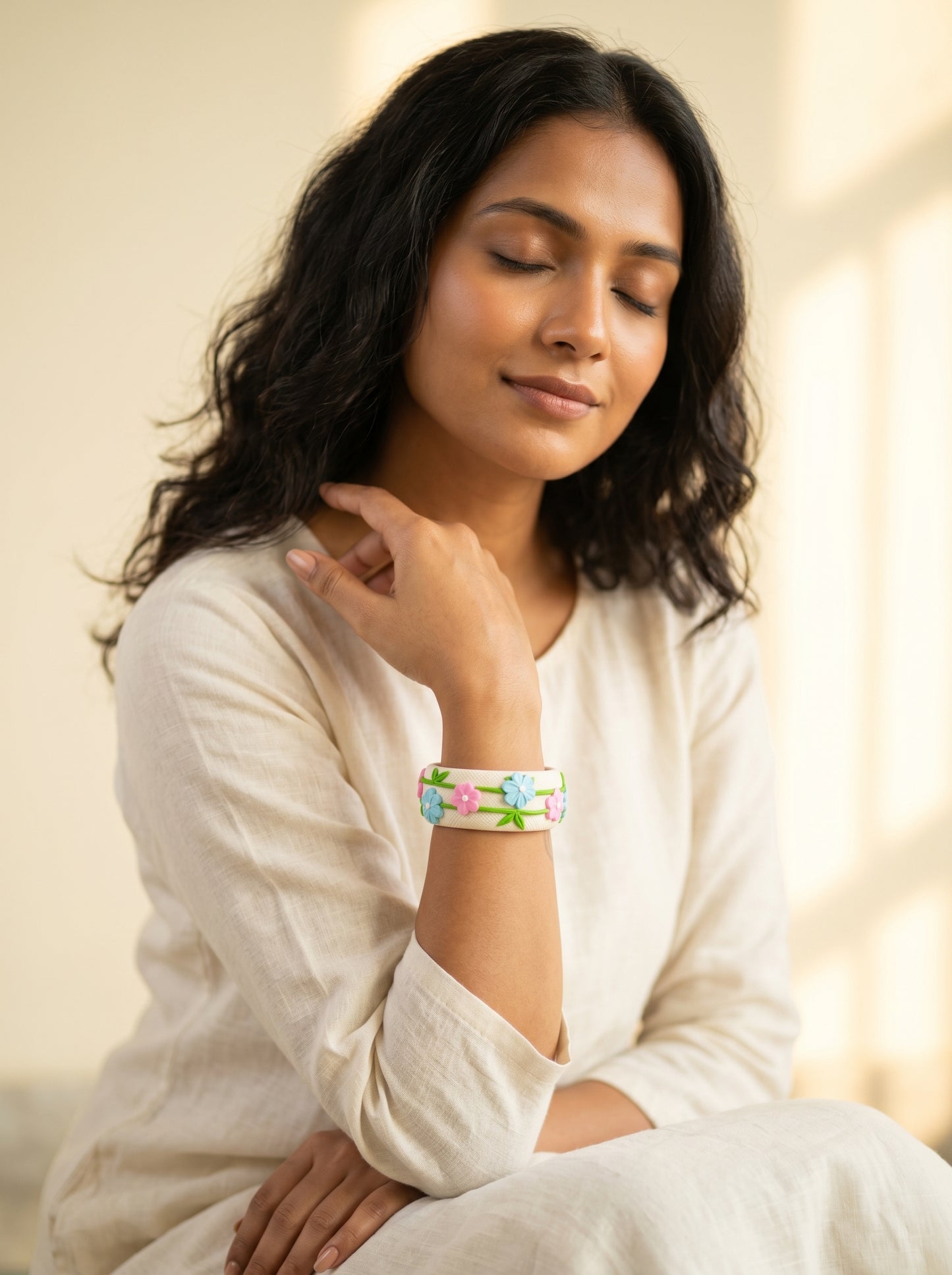 Elegant Evening Polymer Clay Bangle - 100% Handcrafted