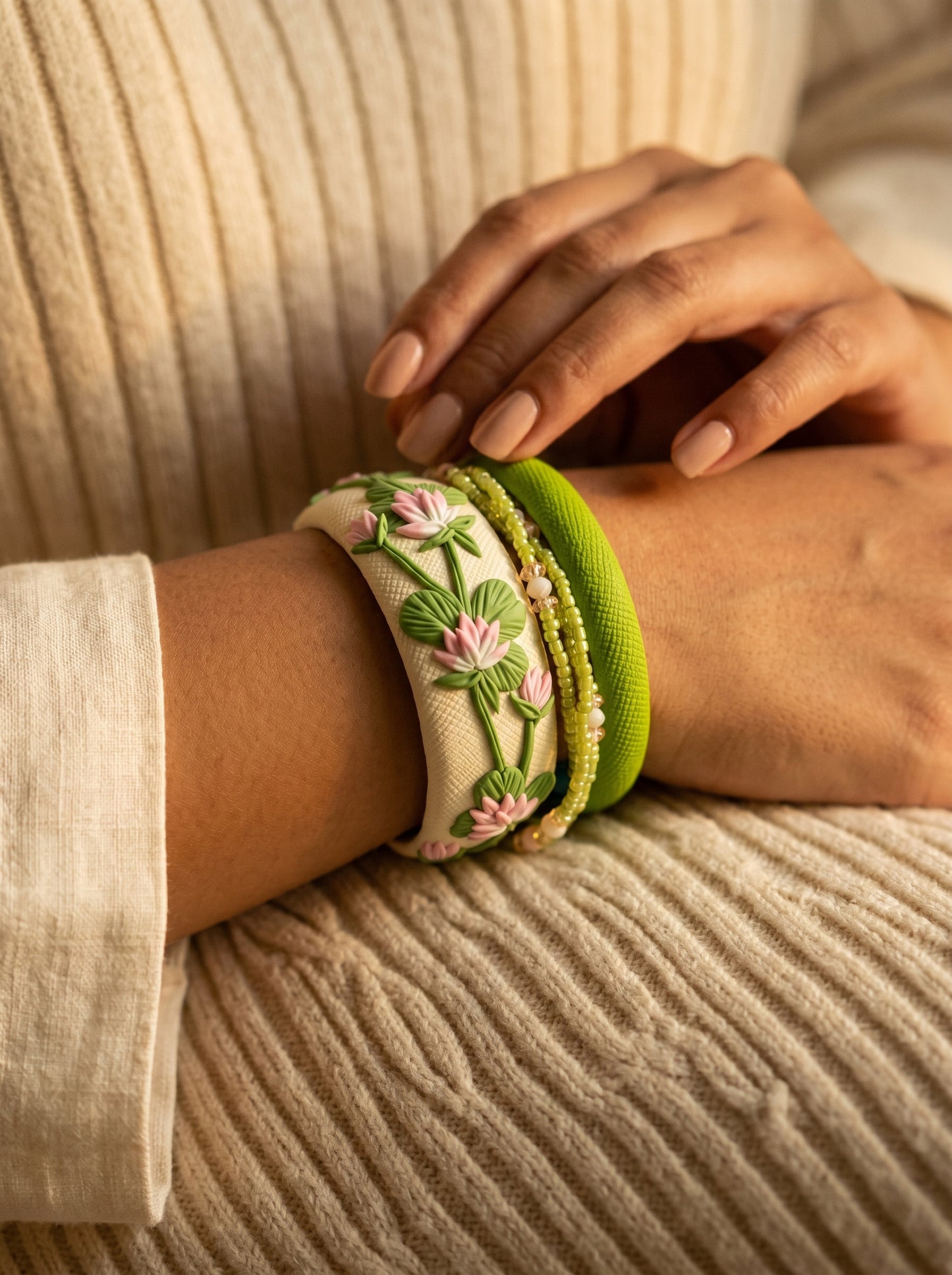 Urban Ethnic Polymer Clay Bangle - 100% Handcrafted
