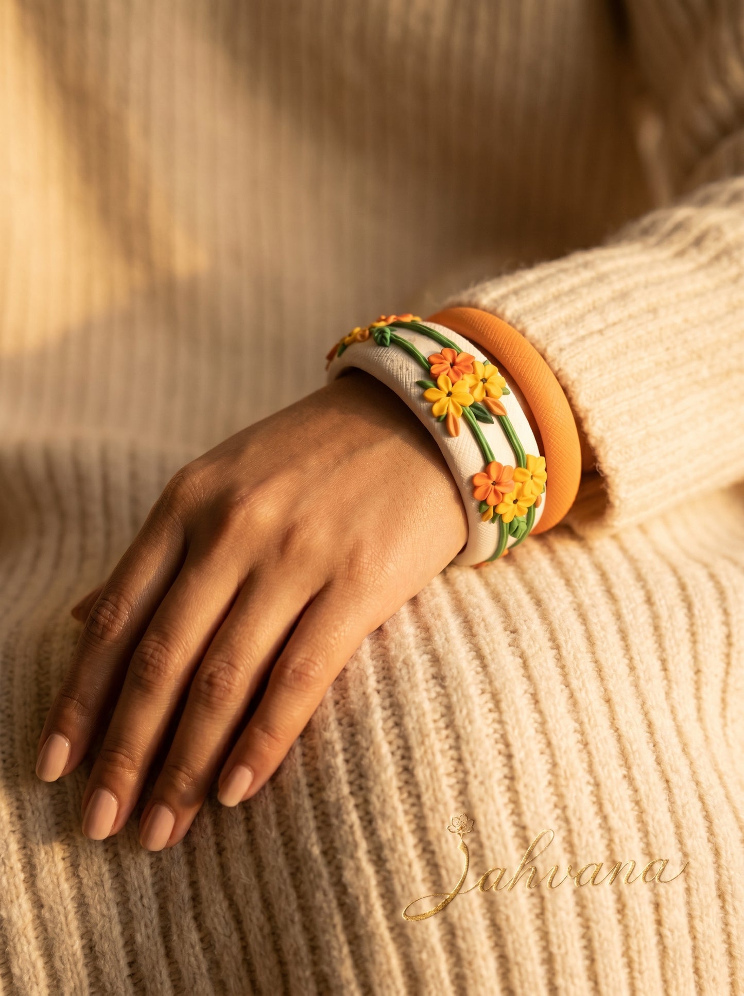 Sophisticated Matte Polymer Clay Bangle - 100% Handcrafted
