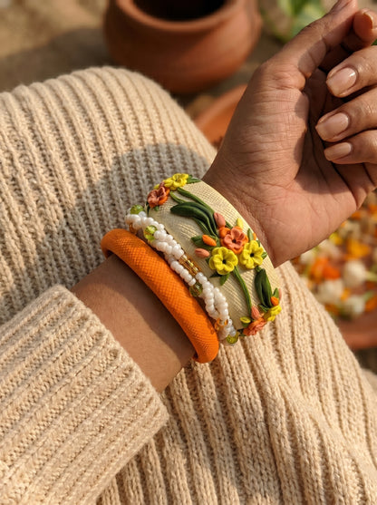 Garden Bloom Bangle Set — Floral Clay Stack | Jelly Bangles