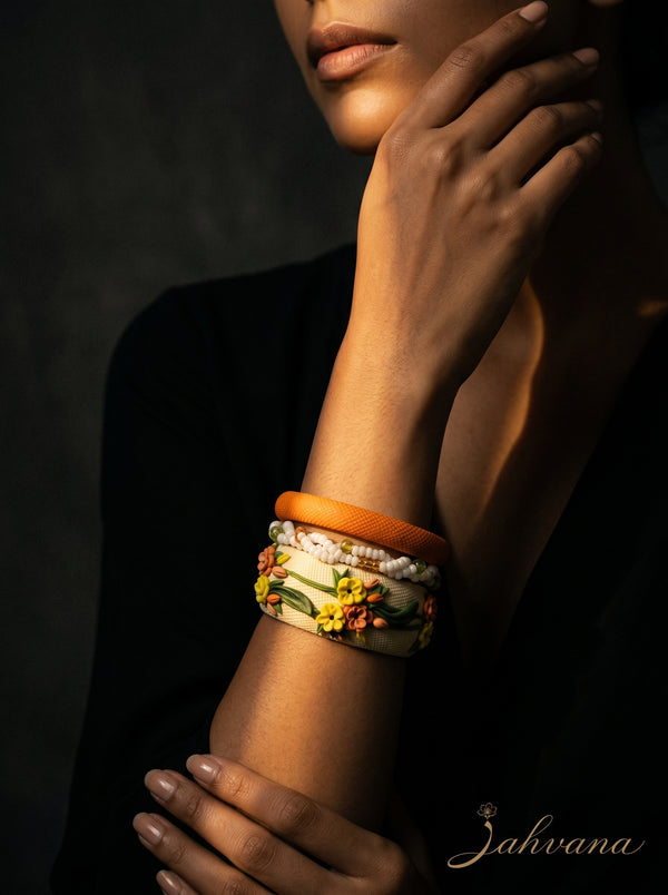 Garden Bloom Bangle Set — Floral Clay Stack | Jelly Bangles
