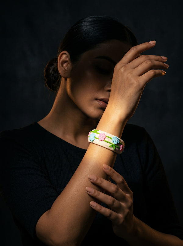 Elegant Evening Polymer Clay Bangle - 100% Handcrafted