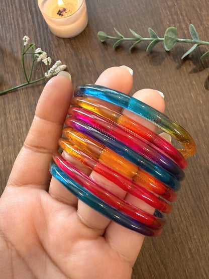 The Signature Jelly Bangle Stack | Translucent High-Gloss Finish