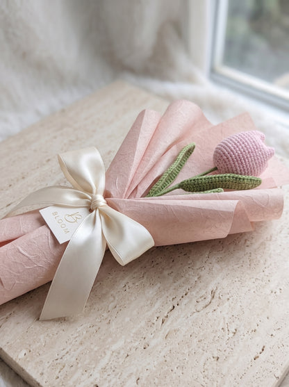 Blush Tulip Crochet Bouquet