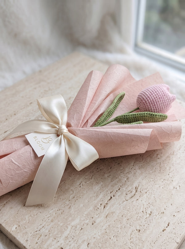Blush Tulip Crochet Bouquet