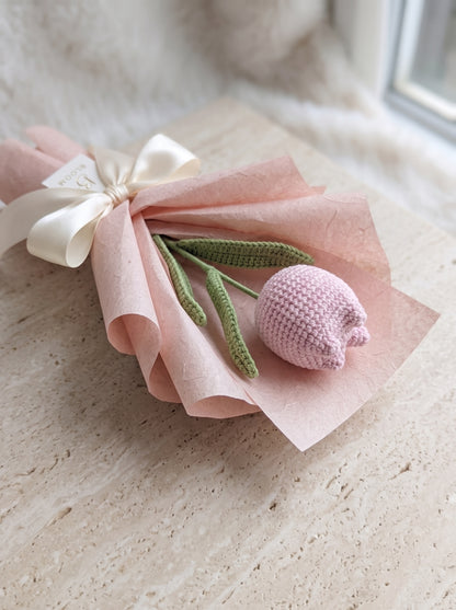 Blush Tulip Crochet Bouquet