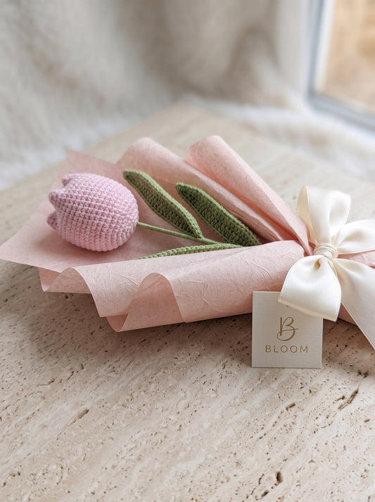 Blush Tulip Crochet Bouquet
