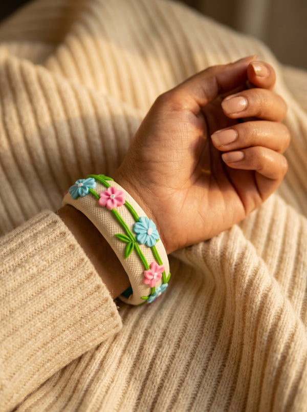 Elegant Evening Polymer Clay Bangle - 100% Handcrafted