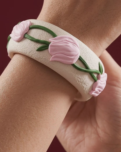 Artisanal Chic Polymer Clay Bangle - 100% Handcrafted