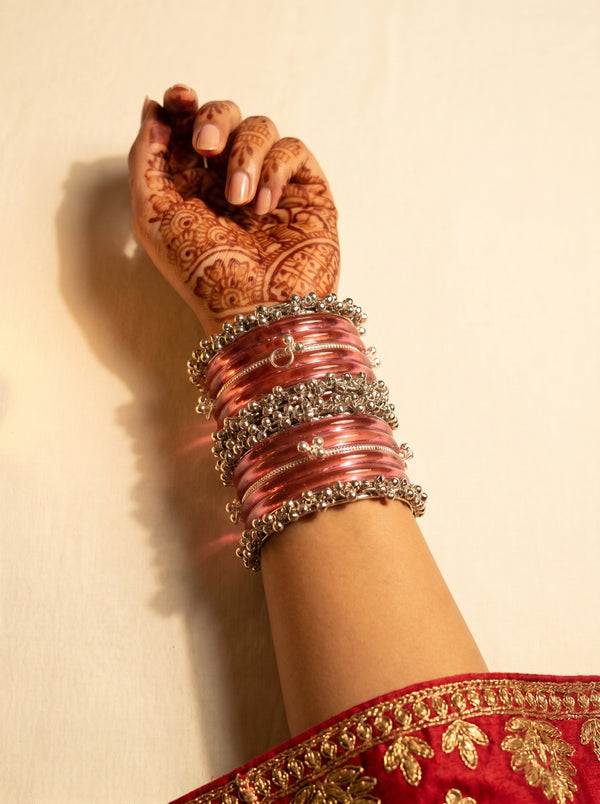 Pink Jelly Bangle with Ghungroo for single wrist | Fuchsia Resin Bangles | Jelly Bangles