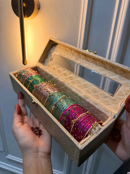 Premium Glass Bangle Box | Diamond + Ghungroo Bangles with Premium Storage Box