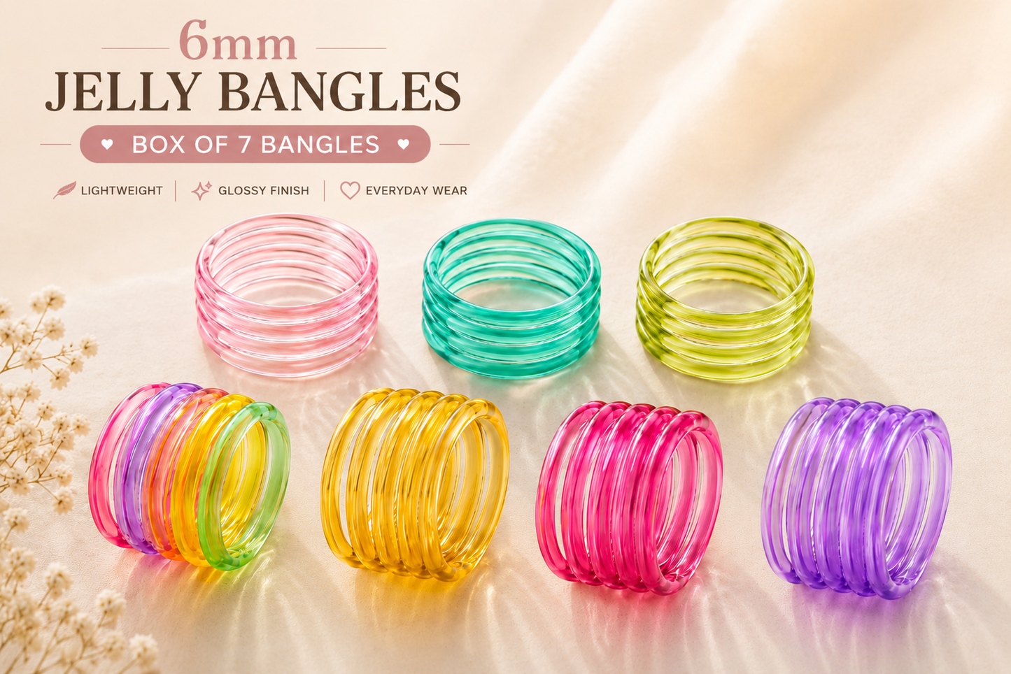 Jelly Bangles 7 Sets Box of Seven